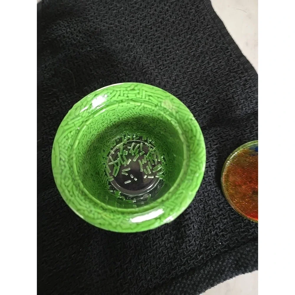 Small‎ Handmade Decorative Jar Green Red Keys Trinkets Candy Change.  609